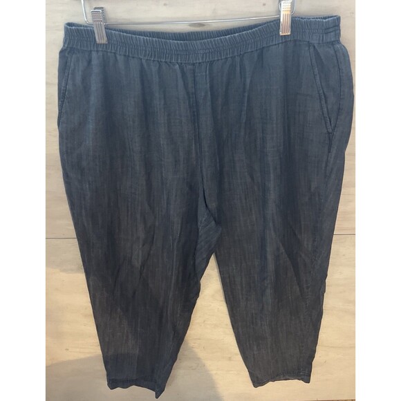 EILEEN FISHER Pants size XL Tencel Trouser Slacks Capris Cropped Tapered Grey - Picture 1 of 7